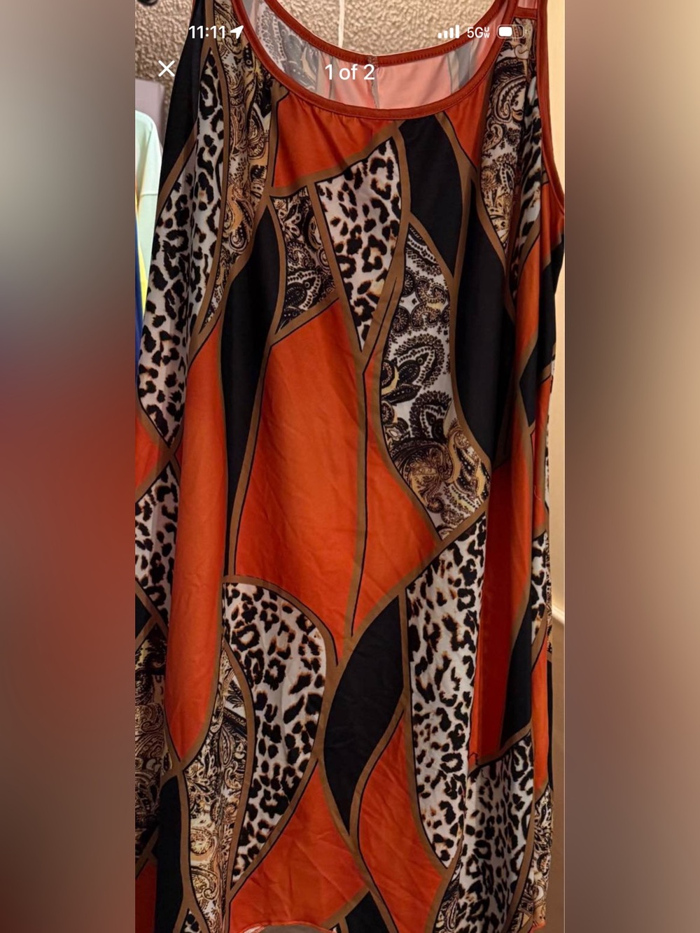 SHEIN Orange Black Leopard Paisley Print Maxi Dress